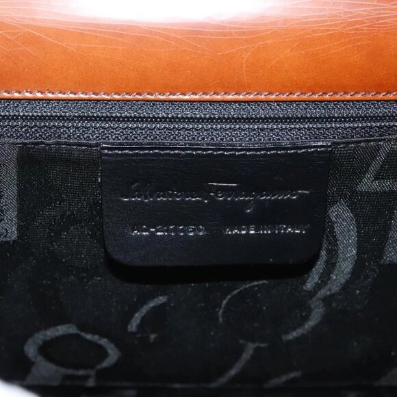Salvatore Ferragamo Gancini Shoulder Bag Leather Brown Auth - Picture 13 of 16
